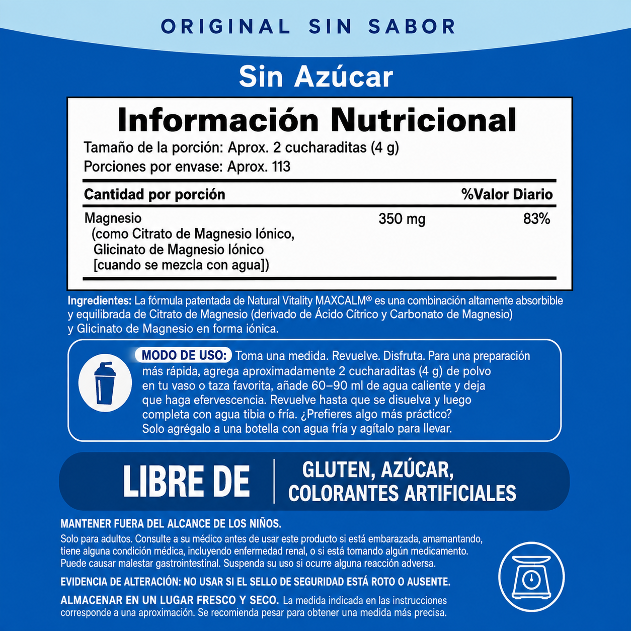 MAXCALM® Relaxing Drink Mix | Magnesio Citrato + Glicinato para Relajación y Descanso