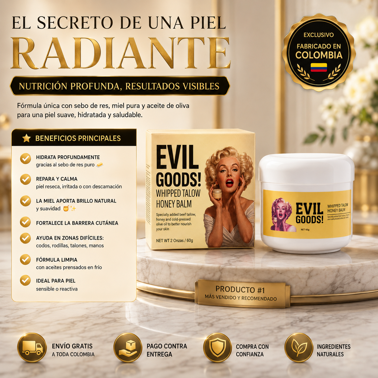 PROMO X1 : Evil Goods Whipped Tallow Honey Balm -ORIGINAL- | Nutrición Profunda para tu Piel