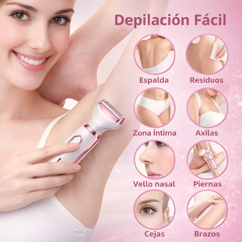 Afeitadora Eléctrica 4 en 1 — Depílate en casa sin dolor en minutos ✨ (rostro, cuerpo, cejas y nariz) 🚚 Pago contra entrega en toda Colombia