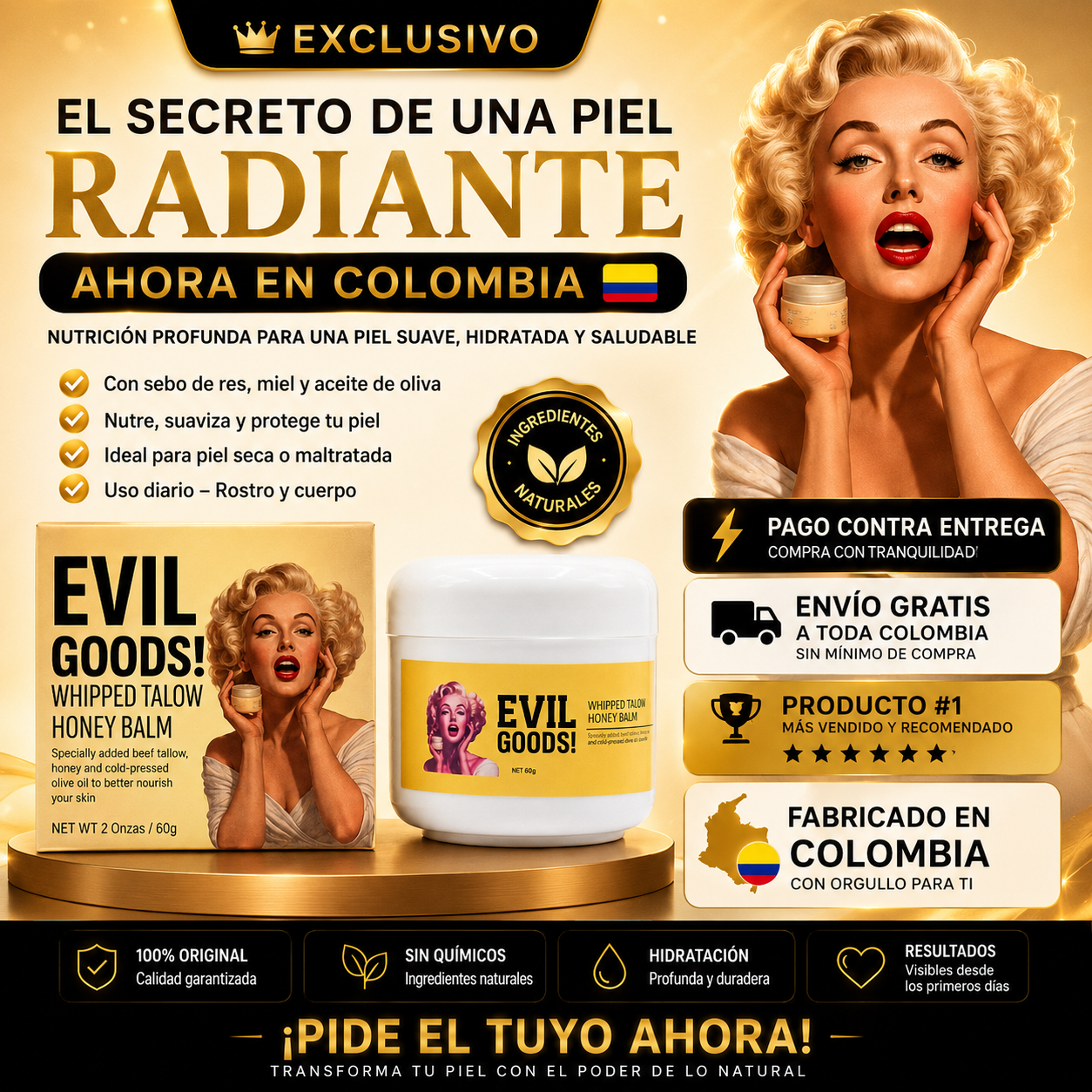 PROMO X1 : Evil Goods Whipped Tallow Honey Balm -ORIGINAL- | Nutrición Profunda para tu Piel