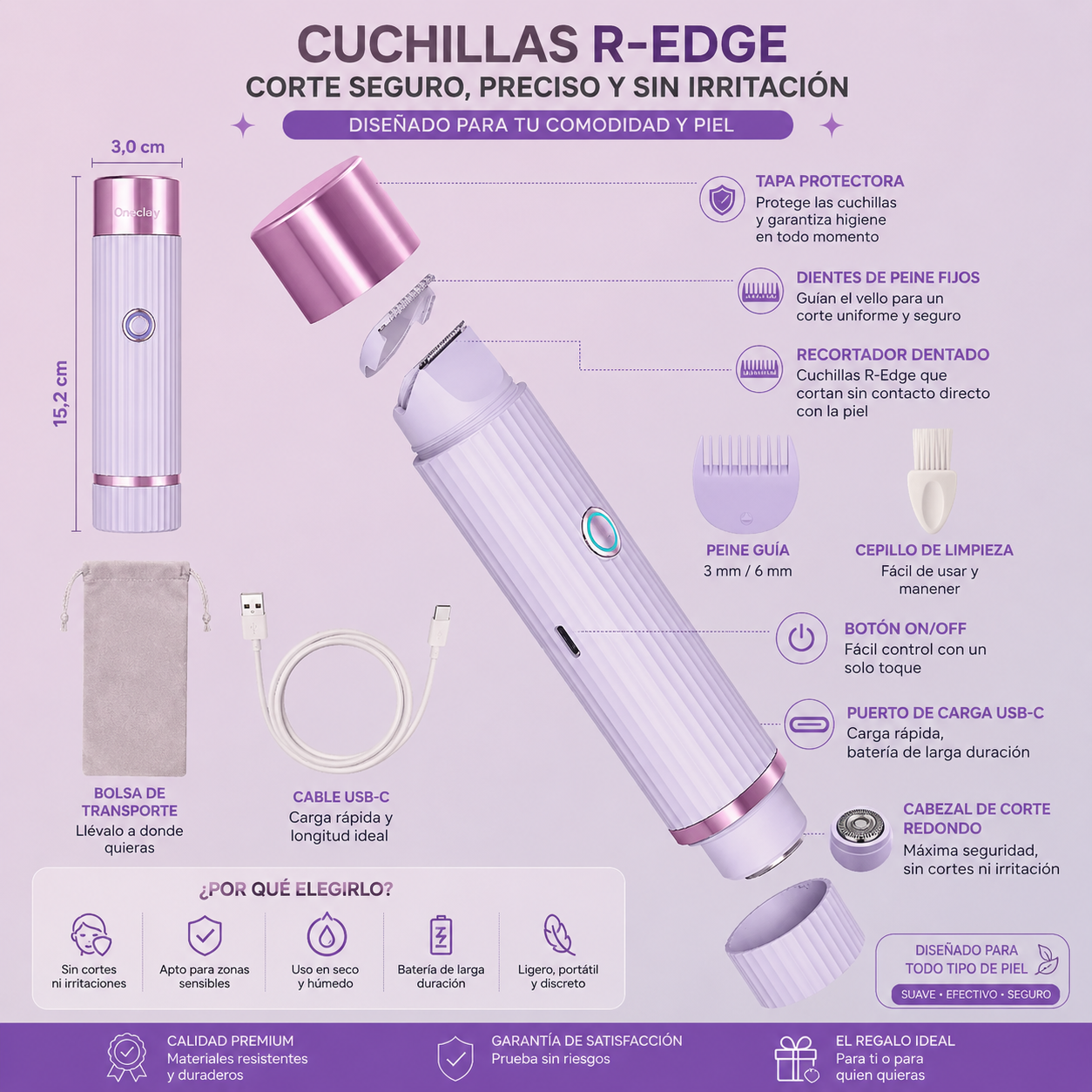 UNICA: Rasuradora Eléctrica doble punta ORIGINAL: Depílate en casa sin dolor en minutos ✨